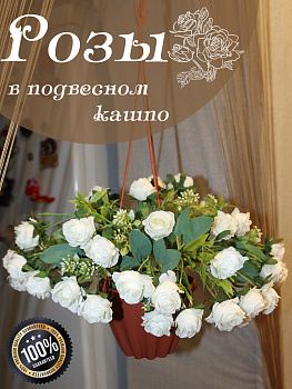 Розы в подвесном кашпо